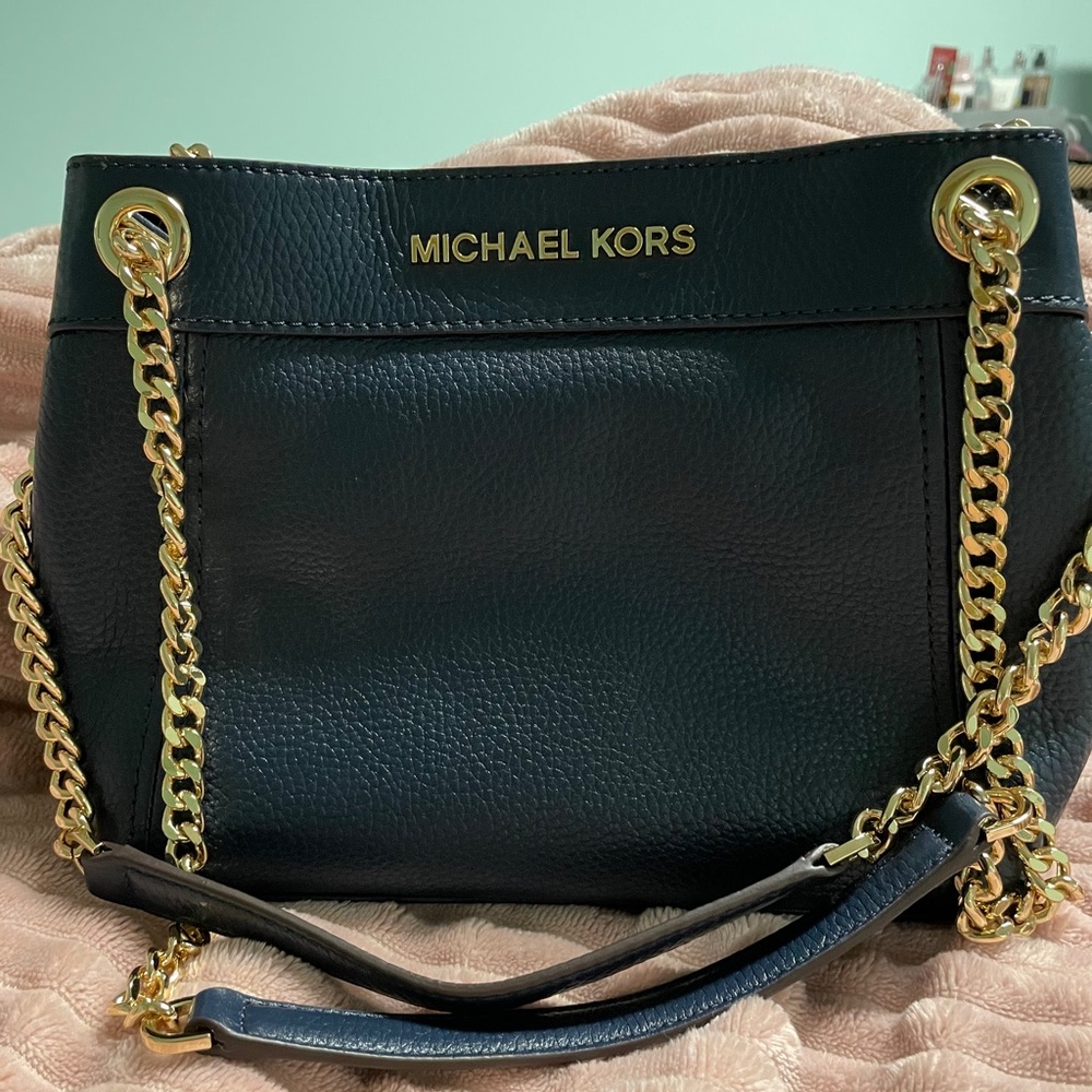 Michael Kors dark blue Leather messenger bag